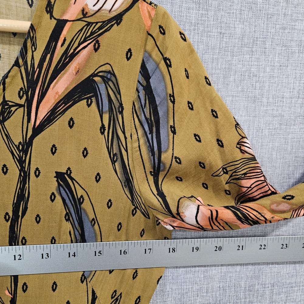 Free People First Kiss Floral Maxi Dress Small Long Sleeve Boho Goldenrod Multi - Picture 11 of 16